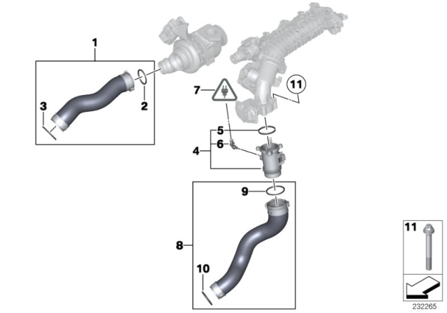 2015 BMW 328d xDrive Intake Manifold - Supercharger Air Duct Diagram