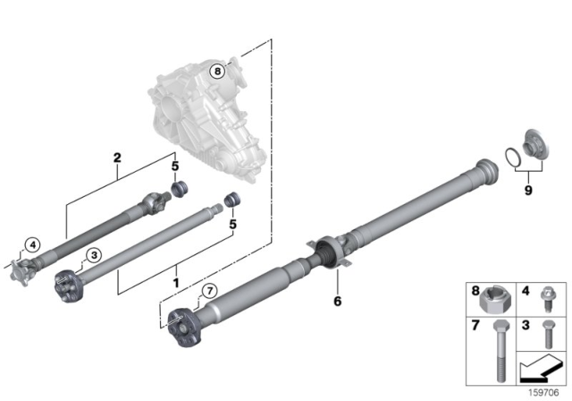 2008 BMW X5 Front Drive Shaft Assembly Diagram for 26207556019