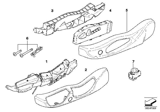 2005 BMW X3 Single Parts Of Front Seat Controls Diagram