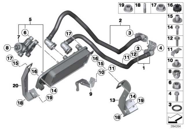 2013 BMW ActiveHybrid 5 Heat Exchanger / Transmission Oil Cooler Line Diagram