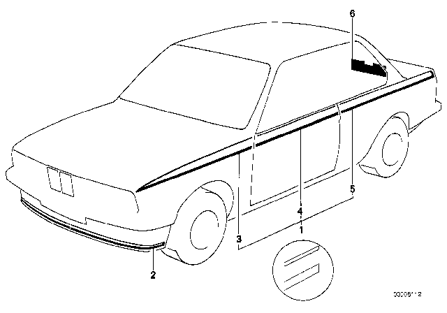 1987 BMW M6 Ornamental Strips Diagram