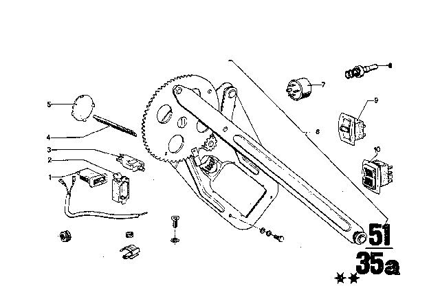 1973 BMW 3.0CS Door Window Lifting Mechanism Diagram 5