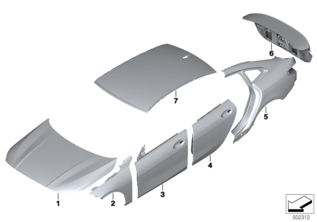 2020 BMW M235i xDrive Gran Coupe Outer Panel Diagram