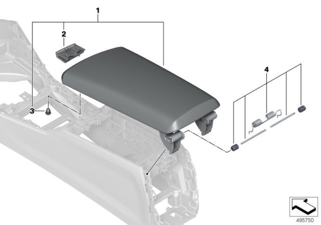 CENTER ARMREST LEATHER+CONTR Diagram for 51168095161