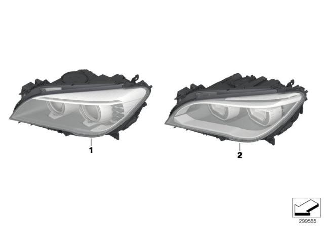 2013 BMW 740Li Left Headlight Diagram for 63117348511