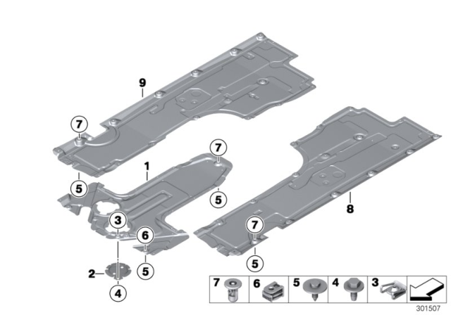 2014 BMW 760Li Underbody Paneling Diagram 1