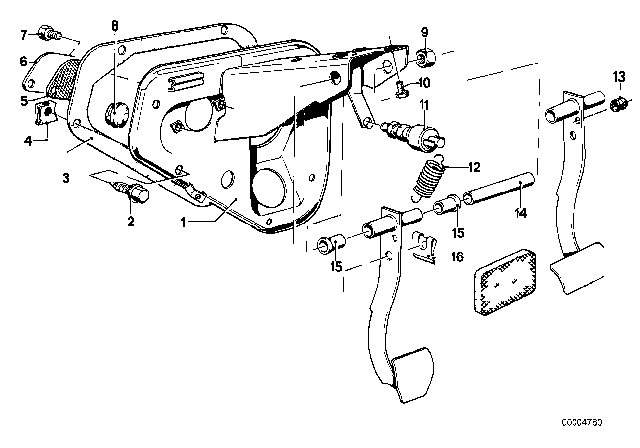 1984 BMW 633CSi Pedals / Stop Light Switch Diagram 1