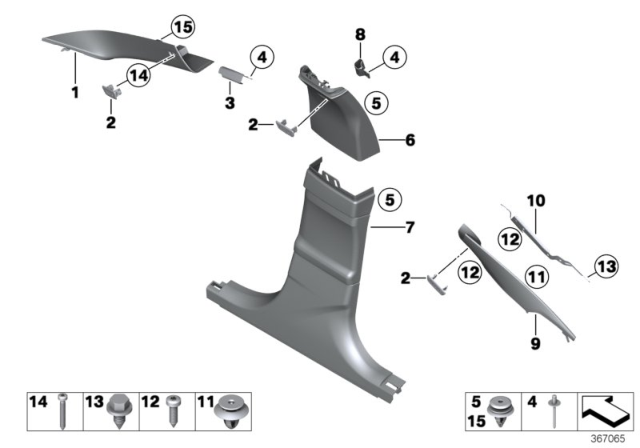 2019 BMW 650i xDrive Gran Coupe Cover, B-Column Upper Right Diagram for 51437277124