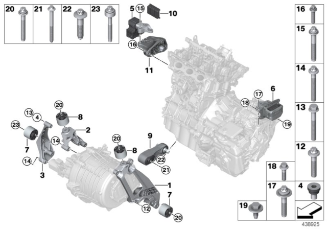 2019 BMW i8 Engine Mounting Diagram for 22116856293