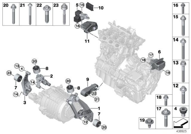 2019 BMW i8 Engine Mount Diagram for 22116856296