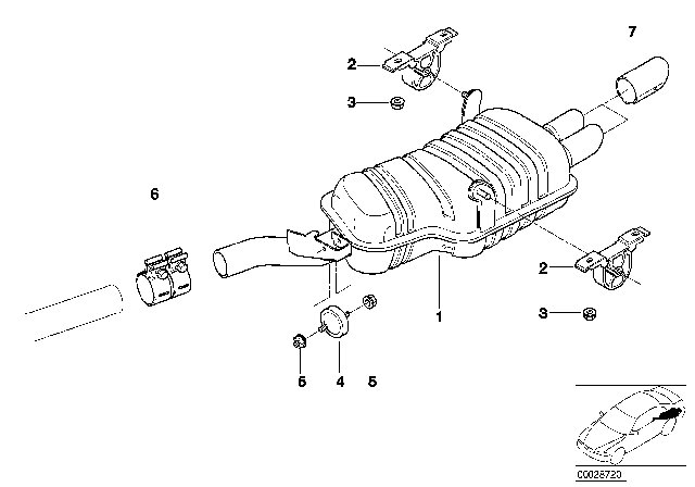 2000 BMW 328Ci Rear Muffler Diagram for 18101437601