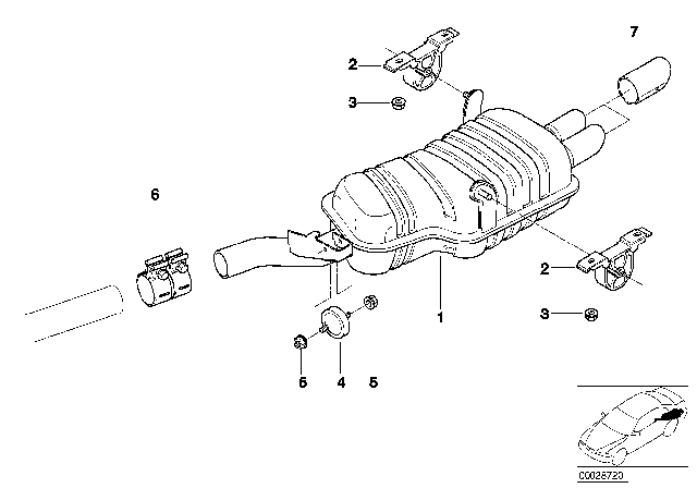 1999 BMW 328i Rear Muffler Diagram for 18101437602