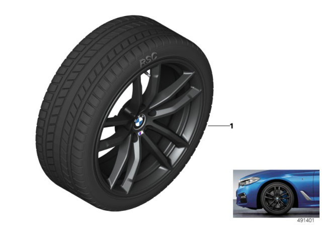 2019 BMW 530e Sedan(G30) Winter Wheel With Tire M Double Spoke Diagram 3