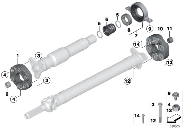 2014 BMW X1 Centre Mount / Rear Differential Flexible Disc Diagram