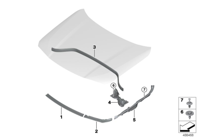 2018 BMW X2 Bonnet Seals Diagram