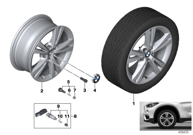 2020 BMW X1 BMW Light-Alloy Wheel, Double Spoke Diagram