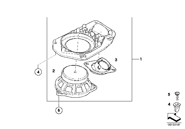 2007 BMW 530xi Speaker Carrier, Indi.Audio System, Left Diagram for 65137839070