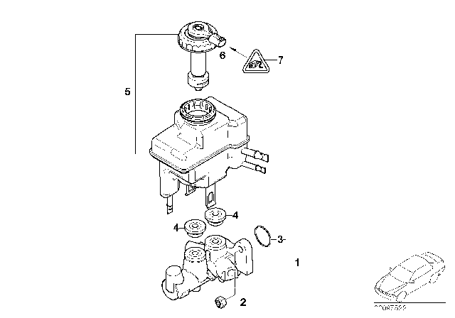 2002 BMW 745Li Brake Master Cylinder / Expansion Tank Diagram