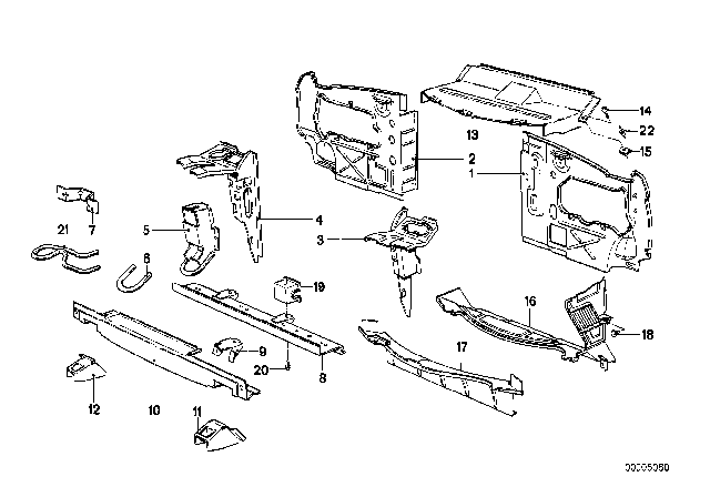 1986 BMW 535i Front Body Parts Diagram