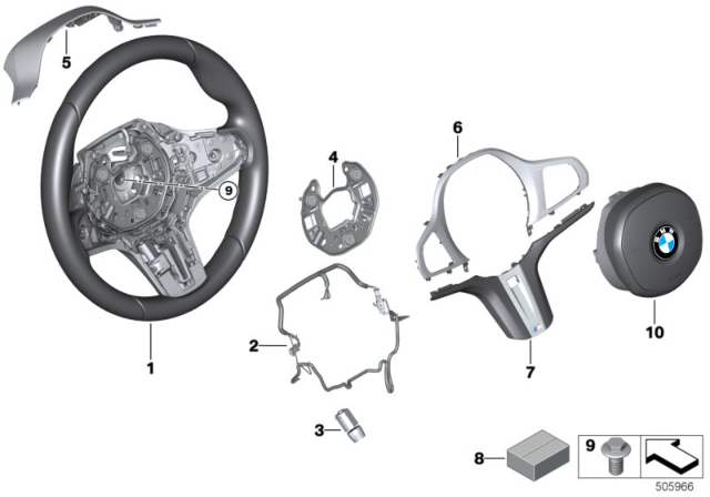 2019 BMW 330i xDrive M Sports Steering Wheel, Airbag Diagram 2