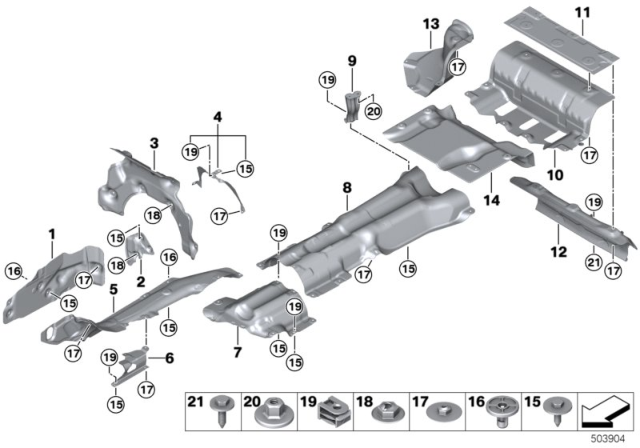 2020 BMW M8 HEAT INSULATION, CROSS FRONT Diagram for 51488098096