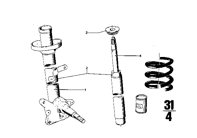 1970 BMW 2800CS Front Spring Strut / Shock Absorber Diagram 1