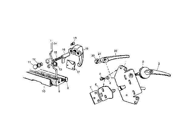 1956 BMW Isetta Front Door Control / Door Lock Diagram