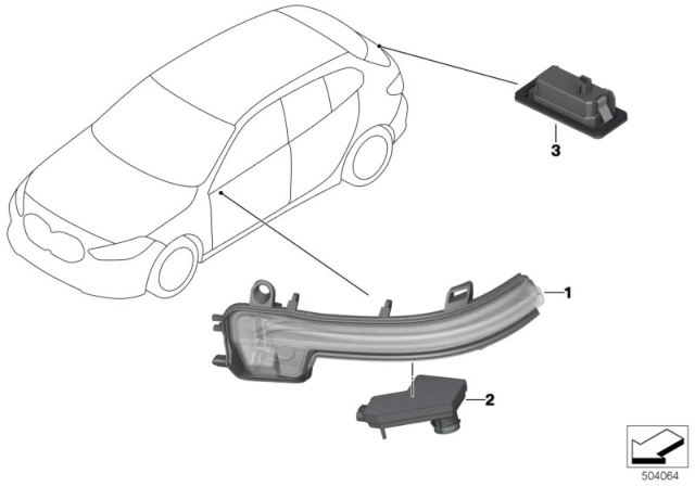 2020 BMW 228i xDrive Gran Coupe Side Repeater / Lights Outer Diagram