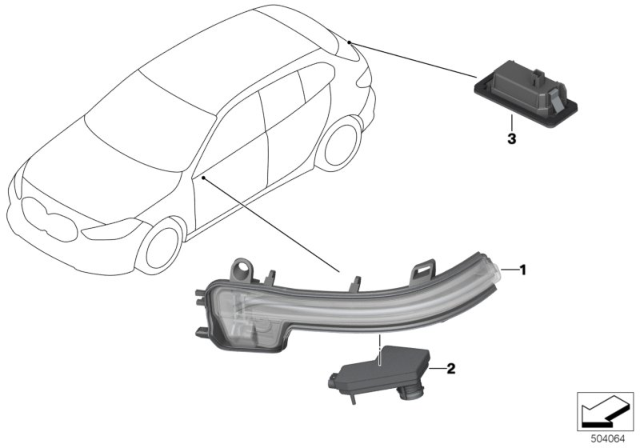 2020 BMW M235i xDrive Gran Coupe Side Repeater / Lights Outer Diagram