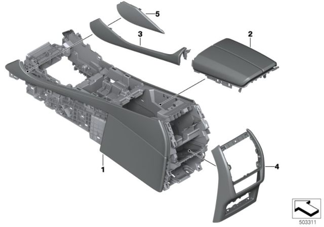 2020 BMW X6 CENTER CONSOLE, LEATHER Diagram for 51167998182