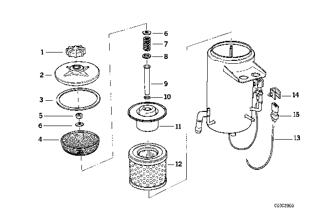 1993 BMW 750iL Filter Cartridge Diagram for 32411137788