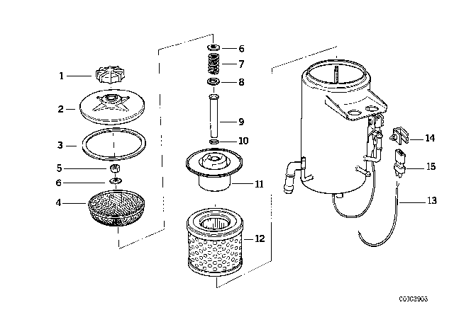 1993 BMW 750iL Power Steering Reservoir Diagram for 32411139199