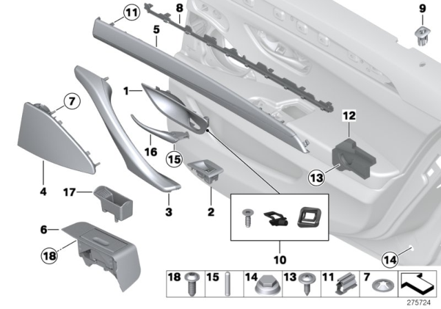 2012 BMW 528i Mounting Parts, Door Trim Panel Diagram 2