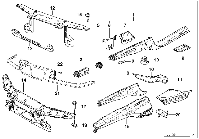 1997 BMW Z3 Front Body Parts Diagram