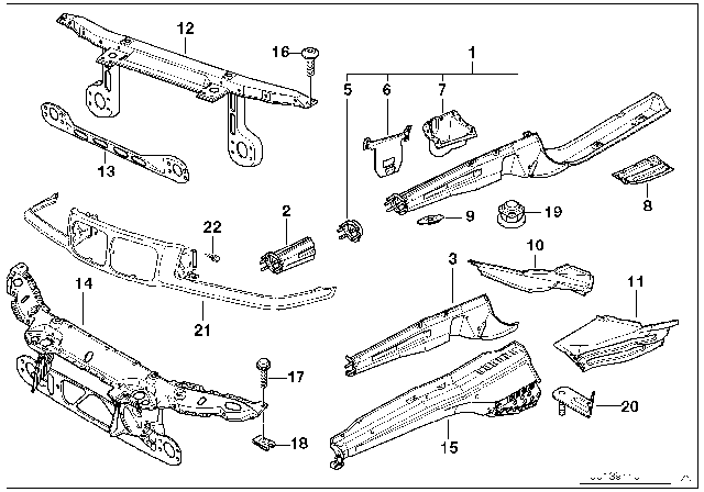 2000 BMW Z3 M Front Body Parts Diagram