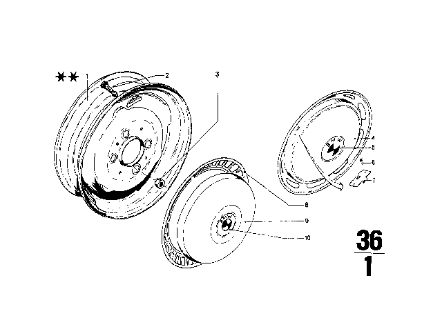 1969 BMW 1602 Steel Rim Diagram 1