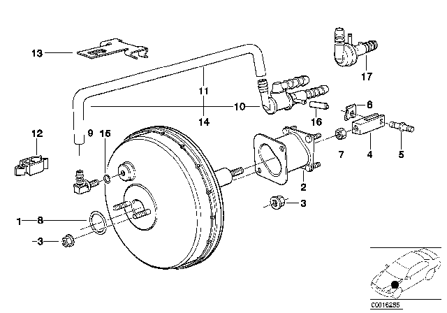 1991 BMW 525i Power Brake Booster Diagram for 34331160629