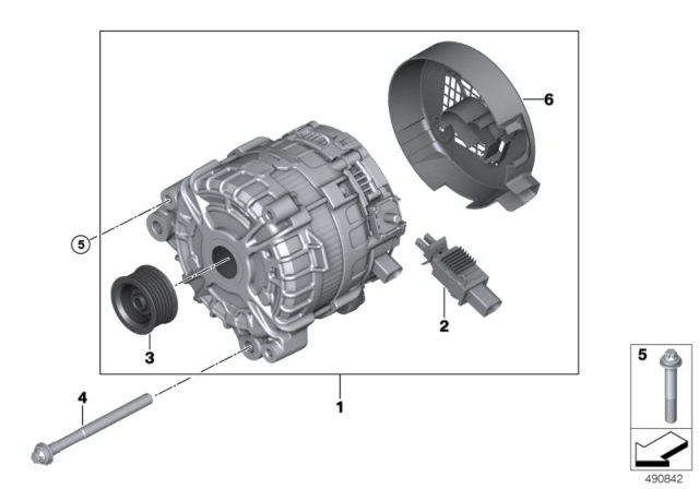 2018 BMW 530i Pulley Alternator Diagram for 12318629984