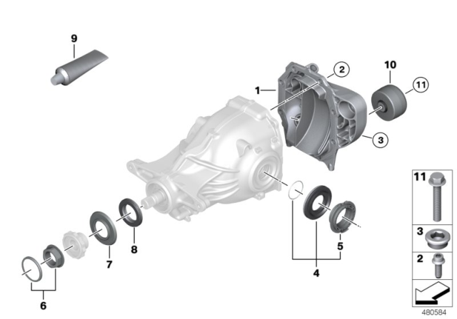 2020 BMW 330i Rear Axle Differential Separate Components Diagram 2