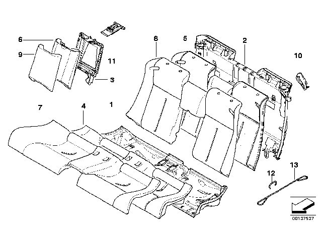 2006 BMW 650i Cover Backrest, Leather Diagram for 52209137385