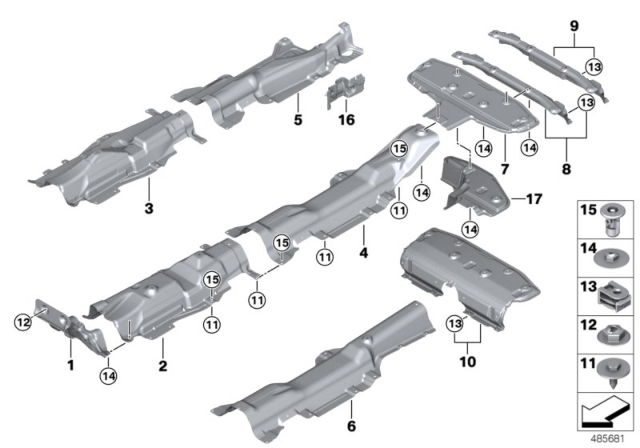 2018 BMW X1 Heat Insulator Rear Silencer Diagram for 51487290784