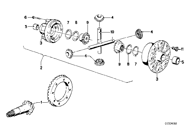 1975 BMW 530i Crown gear Set / Differential Case Diagram