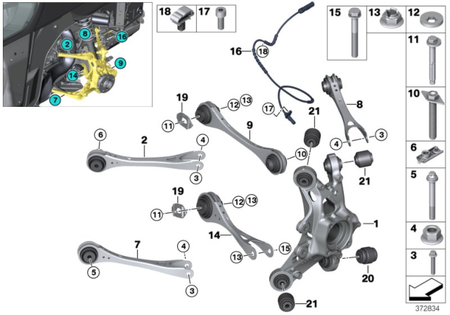 2015 BMW i8 Trailing Arm With Rubber Mount Diagram for 33326862410