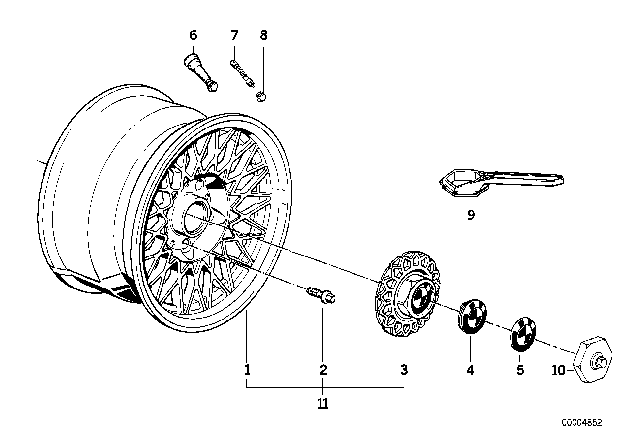 1988 BMW 325i Cross-Spoke Styling Diagram