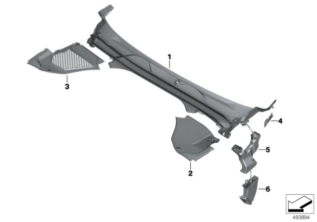 2020 BMW 840i xDrive Gran Coupe Trim Panel, Cowl Panel Diagram