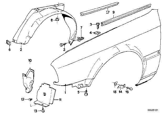 1985 BMW 325e Side Panel, Front Diagram