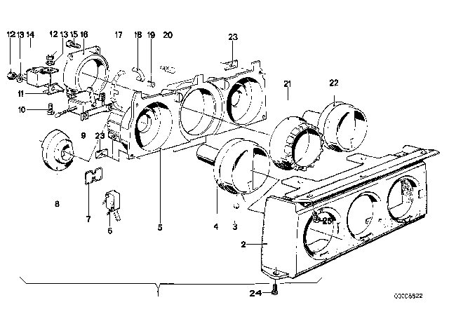 1981 BMW 528i Switch Support Diagram for 64111363219