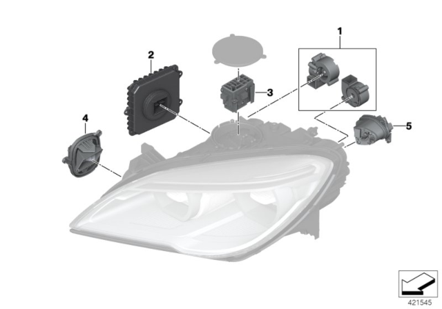 2018 BMW 650i Electronic Components, Headlight Diagram