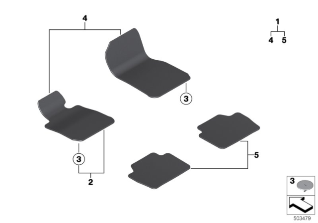 2014 BMW 428i xDrive Floor Mats Velours Diagram