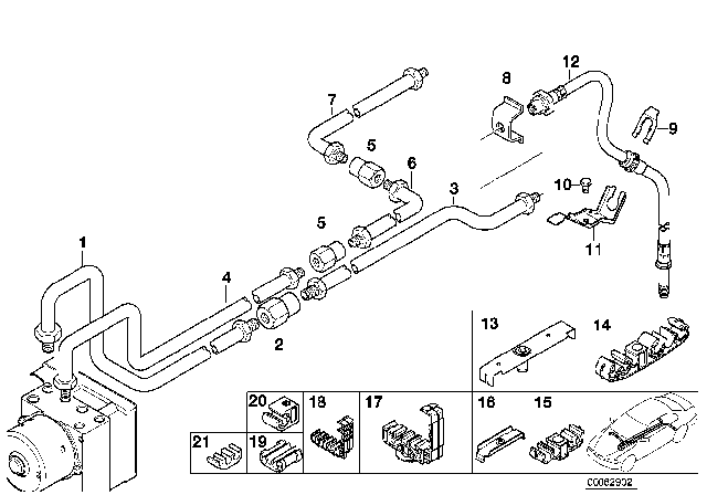 2005 BMW 330xi Brake Pipe, Rear Diagram